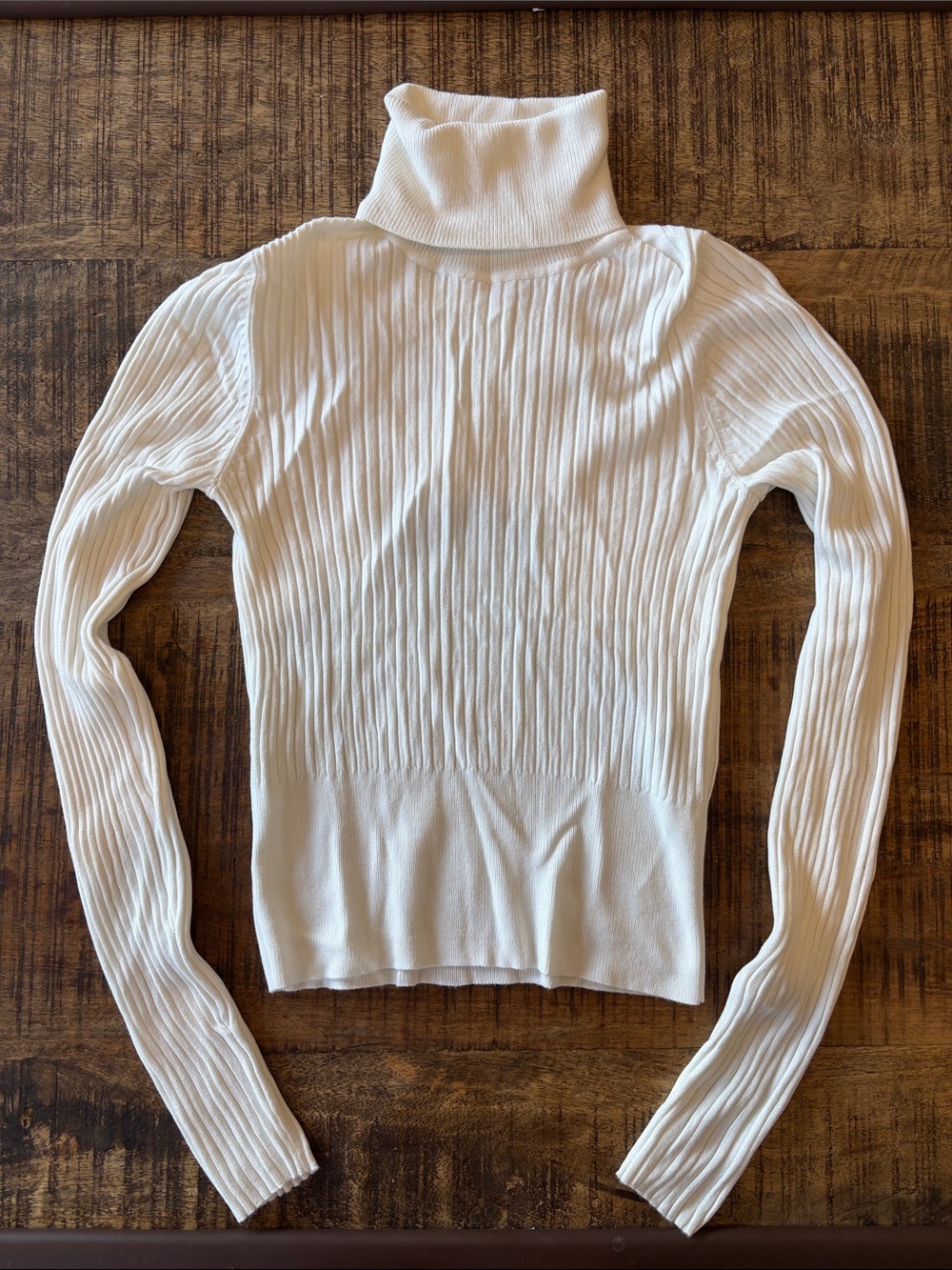 Zara Cream Ribbed Turtleneck Sweater